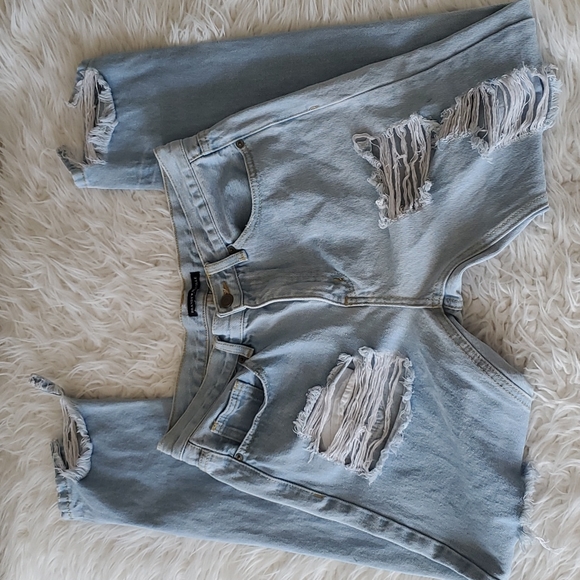 Brandy Melville Distressed Denim Pants Long Size Small - Picture 16 of 16